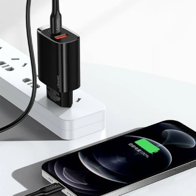 Мережевий зарядний пристрій Usams US-CC121 T35 PD/QC 20W USB-C | USB-A Black (CC121TC02)