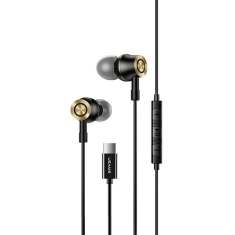 Наушники Usams EP-43 Stereo Earphones Metal with USB-C cable Black (HSEP4301)