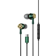 Наушники Usams EP-43 Stereo Earphones Metal with USB-C cable Dark Green (HSEP4302)