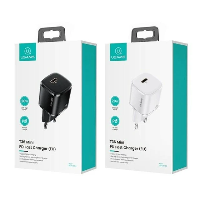 Мережевий зарядний пристрій Usams US-CC124 T36 mini PD 20W USB-C White (CC124TC02)