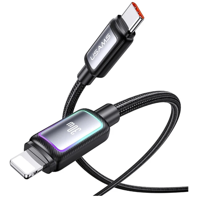 Кабель Usams Al-Alloy SJ816 U110 RGB Fast Charging 30W USB-C to Lightning 1.2m White (SJ816USB02)