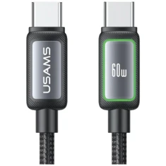 Кабель Usams Al-Alloy SJ815 U110 RGB Fast Charging 60W USB-C to Lightning 1.2m Black (SJ815USB01)