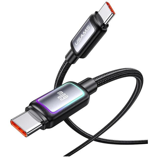 Кабель Usams Al-Alloy SJ815 U110 RGB Fast Charging 60W USB-C to Lightning 1.2m Black (SJ815USB01)