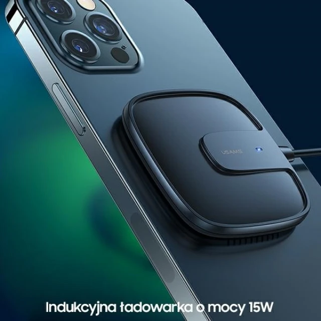 Бездротовий зарядний пристрій Usams US-CD159 W1 Extra-Thin QC 15W Black (CD159DZ01)