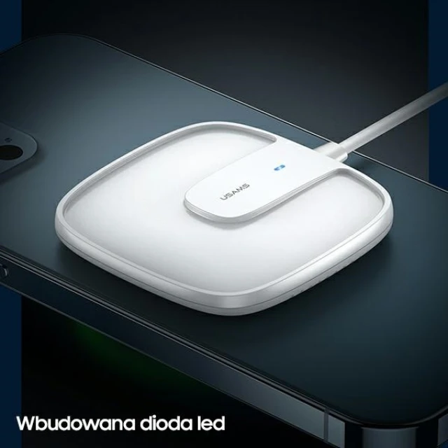 Бездротовий зарядний пристрій Usams US-CD159 W1 Extra-Thin QC 15W White (CD159DZ02)