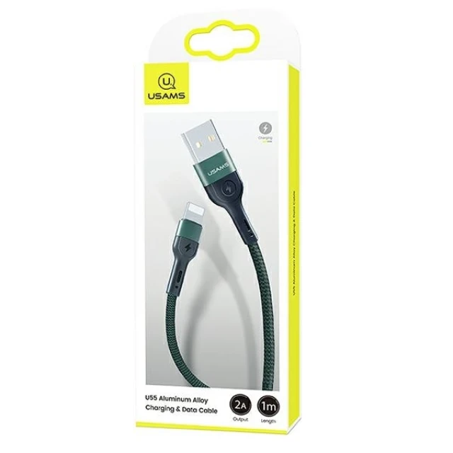 Кабель Usams US-SJ448 U55 USB-A to Lightning 2A 1m Green (SJ448USBSG02)