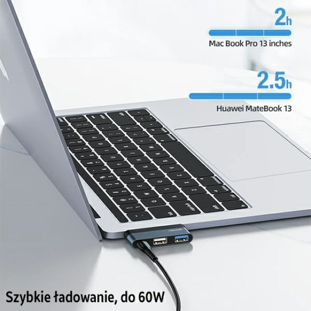 USB-хаб Usams SJ490 3-in-1 USB-C to USB-A 2.0 | USB-A 3.0 | USB-C Grey (SJ490HUB01)