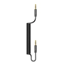 Кабель Usams SJ256 AUX Spring Audio 3.5mm to Audio 3.5mm 1.2m Black (SJ256YP01)