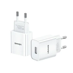 Мережевий зарядний пристрій Usams T18 2.1A USB-A White (CC075TC01)