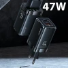 Мережевий зарядний пристрій Usams US-CC137 T41 GaN 47W PD/QC USB-C | USB-A Black (CC137TC01)