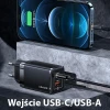 Мережевий зарядний пристрій Usams US-CC137 T41 GaN 47W PD/QC USB-C | USB-A Black (CC137TC01)