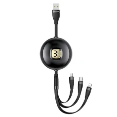 Кабель Usams US-SJ508 U69 3-in-1 USB-A to USB-C/Lightning/Micro-USB 1m Black (SJ508USB01)
