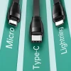 Кабель Usams US-SJ508 U69 3-in-1 USB-A to USB-C/Lightning/Micro-USB 1m Green (SJ508USB03)