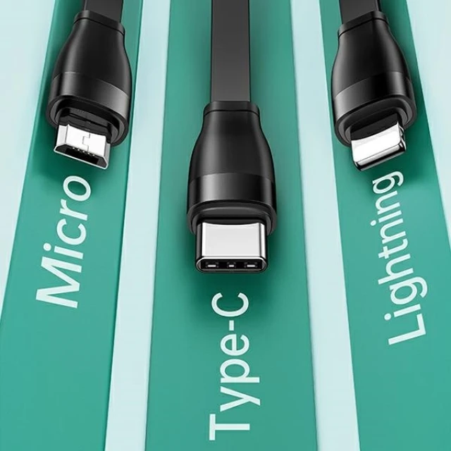Кабель Usams US-SJ508 U69 3-in-1 USB-A to USB-C/Lightning/Micro-USB 1m Green (SJ508USB03)