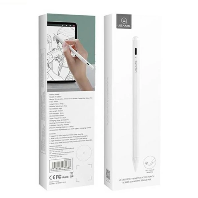 Стилус Usams ZB223 Active Touch Screen White (ZB223DRB01)