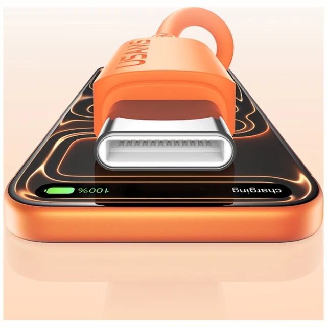 Кабель Usams U98 30W 3A Silicone Fast Charging USB-C to Lightning Orange (SJ788USB03)