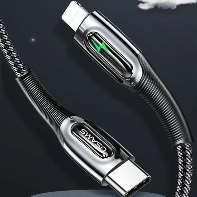 Кабель Usams US-SJ518 Smart Power-off PD USB-C to Lightning 20W 1.2m Black (SJ518USB01)