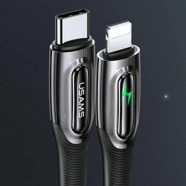 Кабель Usams US-SJ518 Smart Power-off PD USB-C to Lightning 20W 1.2m Black (SJ518USB01)