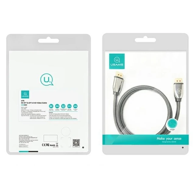 Кабель Usams US-SJ533 U75 DisplayPort 8K 1.4 HD 3m Black (SJ533DP01)