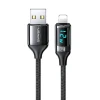Кабель Usams US-SJ543 U78 LED FC USB-A to Lightning 2.4A 1.2m Black (SJ543USB01)