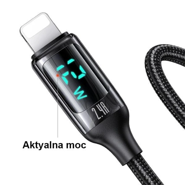 Кабель Usams US-SJ543 U78 LED FC USB-A to Lightning 2.4A 1.2m Black (SJ543USB01)