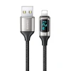 Кабель Usams US-SJ543 U78 LED FC USB-A to Lightning 2.4A 1.2m Silver/Black (SJ543USB02)