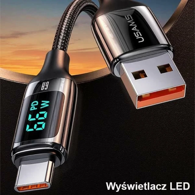 Кабель Usams US-SJ544 U78 LED FC USB-A to USB-C 6A 1.2m Black (SJ544USB01)