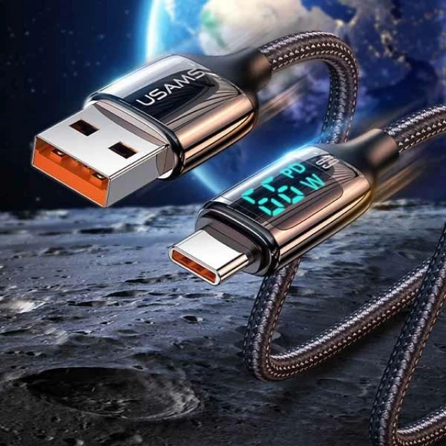 Кабель Usams US-SJ544 U78 LED FC USB-A to USB-C 6A 1.2m Black (SJ544USB01)