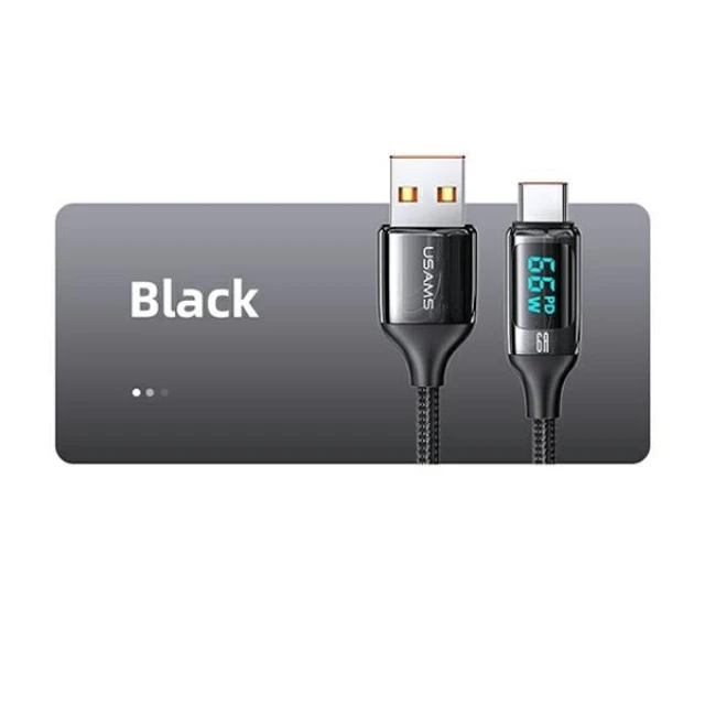 Кабель Usams US-SJ544 U78 LED FC USB-A to USB-C 6A 1.2m Black (SJ544USB01)