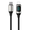 Кабель Usams US-SJ545 U78 LED PD | FC USB-C to Lightning 20W 1.2m Silver/Black (SJ545USB02)