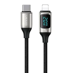 Кабель Usams US-SJ545 U78 LED PD | FC USB-C to Lightning 20W 1.2m Silver/Black (SJ545USB02)
