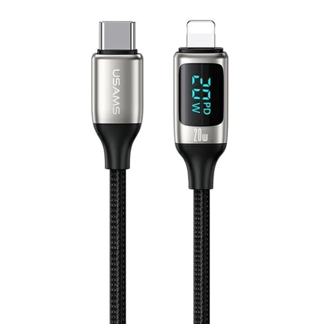 Кабель Usams US-SJ545 U78 LED PD | FC USB-C to Lightning 20W 1.2m Silver/Black (SJ545USB02)