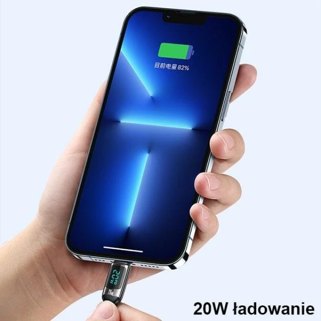 Кабель Usams US-SJ545 U78 LED PD | FC USB-C to Lightning 20W 1.2m Silver/Black (SJ545USB02)
