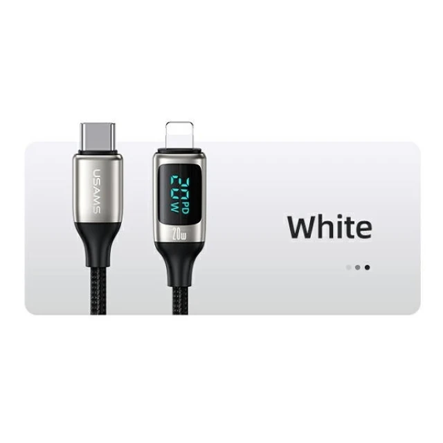 Кабель Usams US-SJ545 U78 LED PD | FC USB-C to Lightning 20W 1.2m Silver/Black (SJ545USB02)