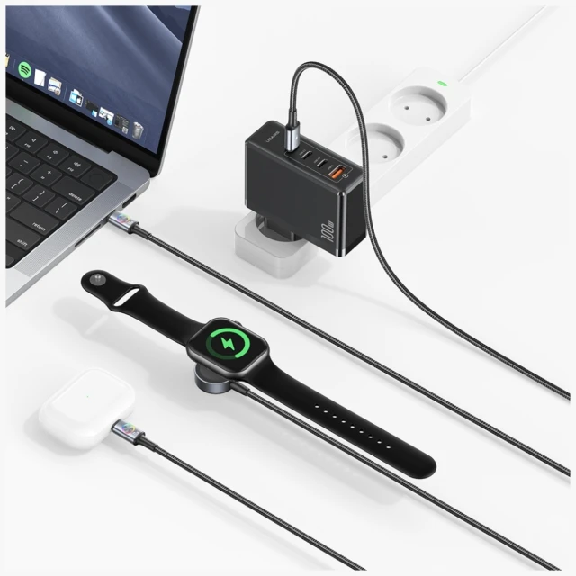 Кабель Usams Huan Series 3в1 з бездротовою зарядкою 72W USB-C Tarnish (SJ785USB01)