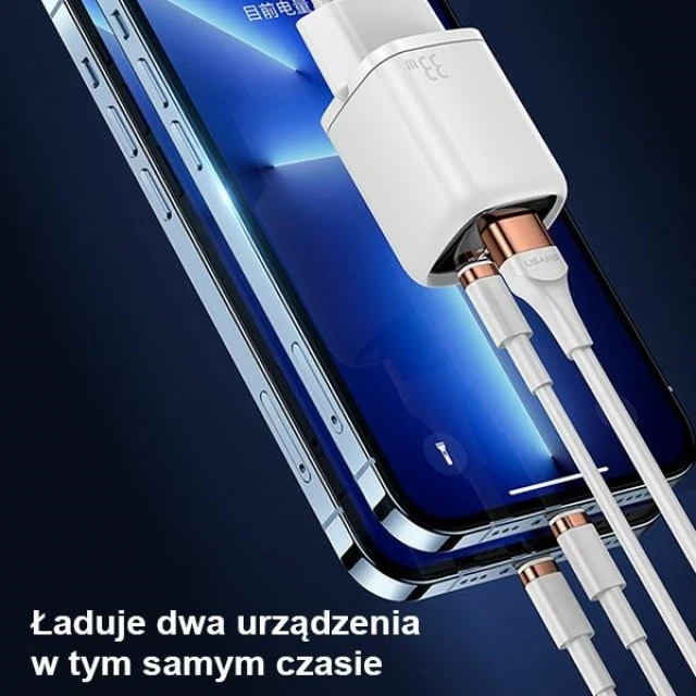 Мережевий зарядний пристрій Usams US-CC152 T46 PD/QC 33W USB-C | USB-A Black (CC152TC01)