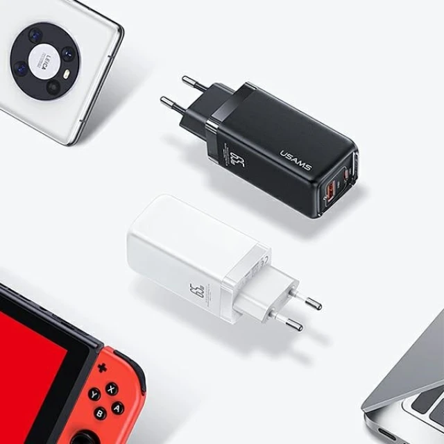 Мережевий зарядний пристрій Usams US-CC153 T47 PD/QC 65W USB-C | USB-A Black (CC153TC01)