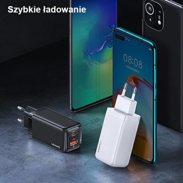 Сетевое зарядное устройство Usams US-CC153 T47 PD/QC 65W USB-C | USB-A White (CC153TC02)