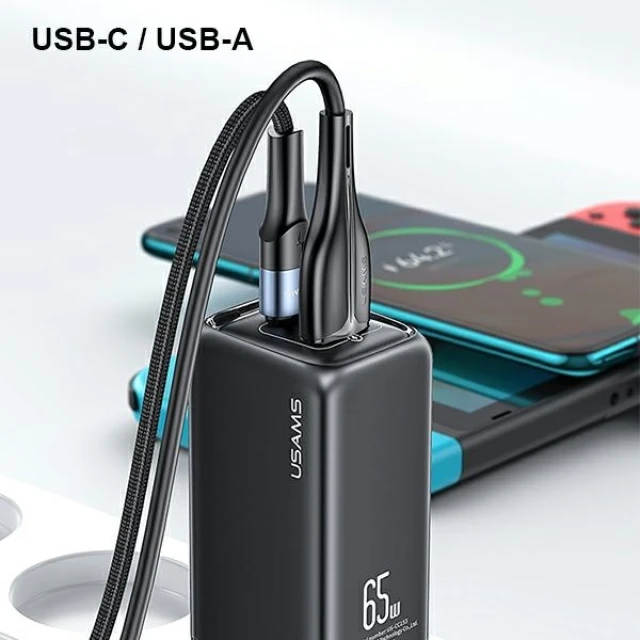 Сетевое зарядное устройство Usams US-CC153 T47 PD/QC 65W USB-C | USB-A White (CC153TC02)