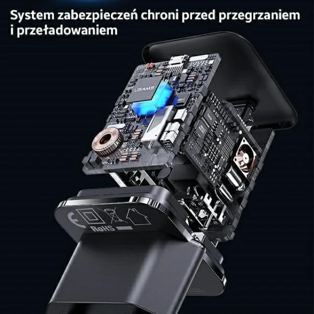 Мережевий зарядний пристрій Usams UX Series T45 PD 30W USB-C Black with USB-C to Lightning Cable (UXTZH01)