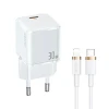 Мережевий зарядний пристрій Usams UX Series T45 PD 30W USB-C White with USB-C to Lightning Cable (UXTZH02)