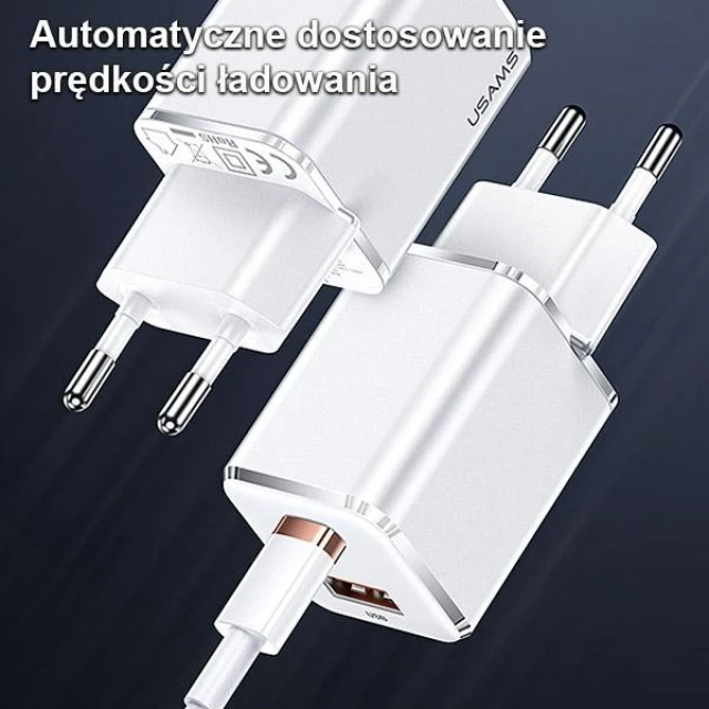 Мережевий зарядний пристрій Usams T43 PD/QC 33W USB-C | USB-A Black with USB-C to Lightning Cable (USKTZ01)