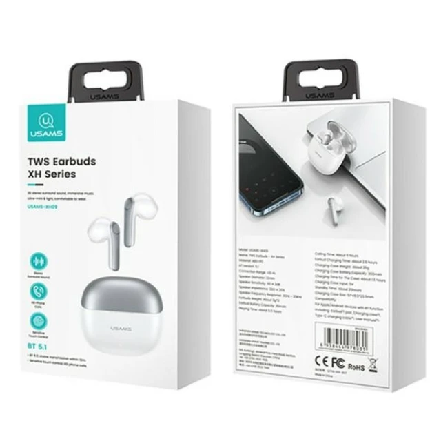 Бездротові навушники Usams XH Series Dual Mic TWS Bluetooth 5.1 Blue (BHUXH03)