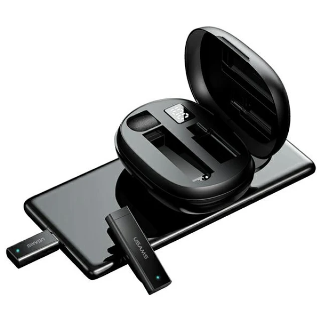 Бездротовий петличний мікрофон Usams ZB244 ENC 2.4G Wireless Lavalier Microphone Lightning Black (ZB244MKF01)