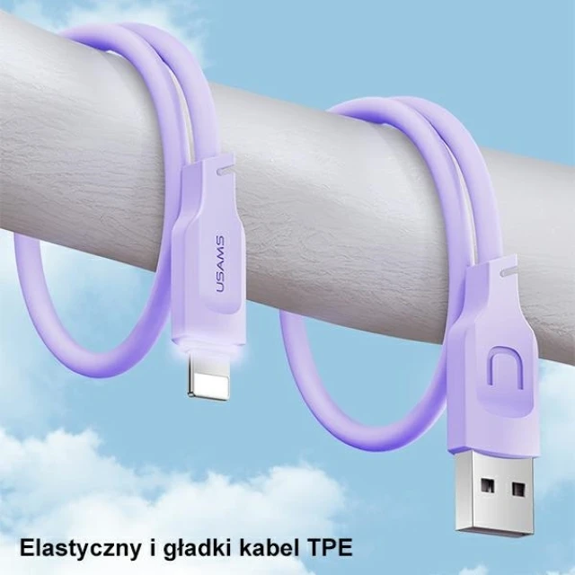 Кабель Usams US-SJ565 Lithe FC USB-A to Lightning 2.4A 1.2m Black (SJ565USB01)