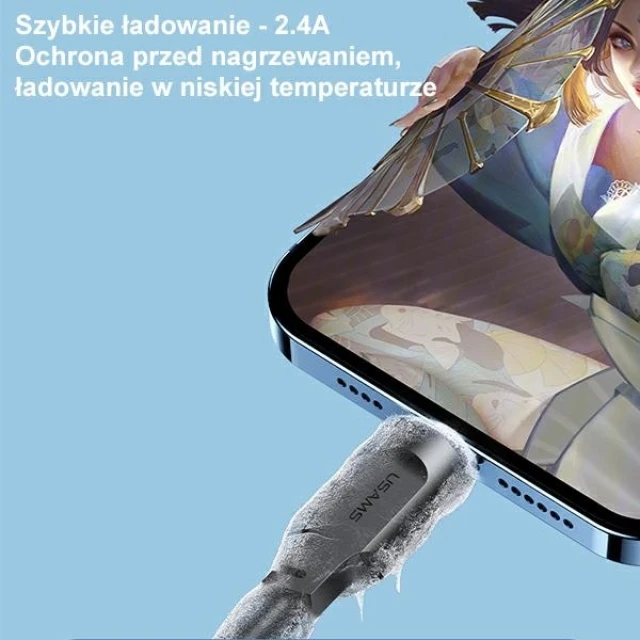 Кабель Usams US-SJ565 Lithe FC USB-A to Lightning 2.4A 1.2m Black (SJ565USB01)
