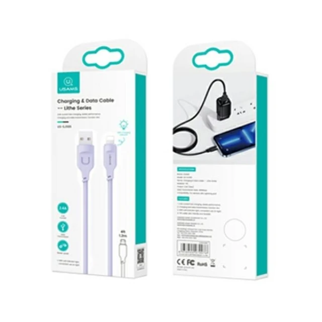 Кабель Usams US-SJ565 Lithe FC USB-A to Lightning 2.4A 1.2m Purple (SJ565USB03)