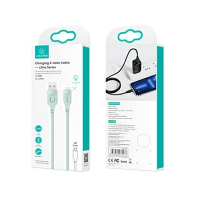 Кабель Usams US-SJ565 Lithe FC USB-A to Lightning 2.4A 1.2m Green (SJ565USB04)