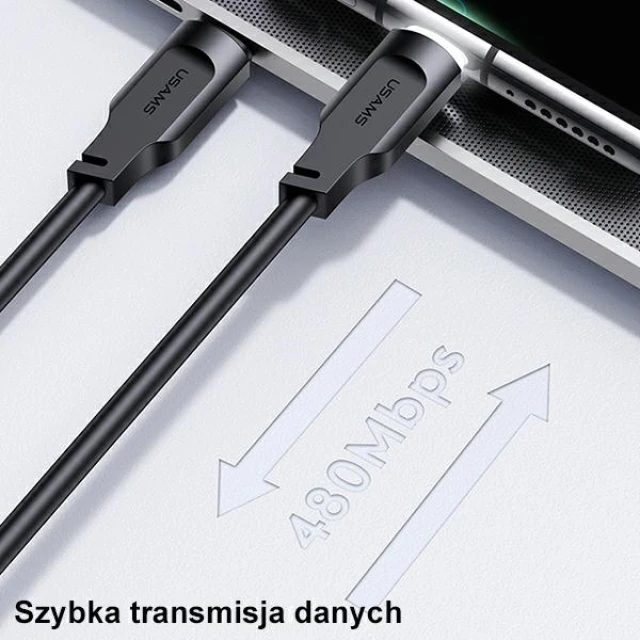 Кабель Usams US-SJ567 Lithe PD | FC USB-C to USB-C 100W 1.2m Black (SJ567USB01)