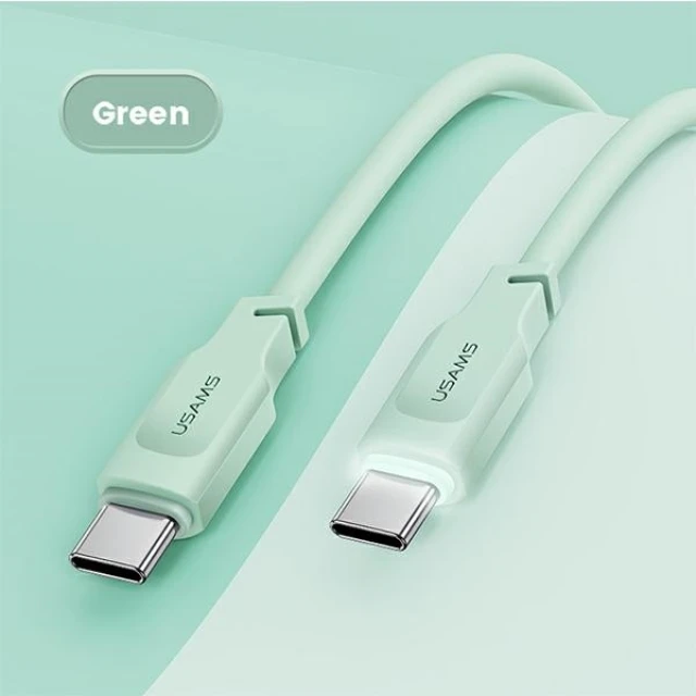 Кабель Usams US-SJ567 Lithe PD | FC USB-C to USB-C 100W 1.2m Green (SJ567USB04)